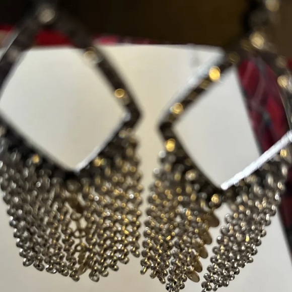 CHICO'S TWO TONED PIERCED DROP EARRINGS NWT- - Picture 3 of 3